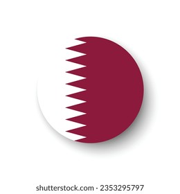 Die Flagge Katars. Button-Flag-Symbol. Standardfarbe. Circle Icon Flag. 3D-Abbildung. Computergrafik. Digitale Illustration. Vektorgrafik.