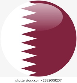 The flag of Qatar. Button flag icon. Standard color. Circle icon flag. 3d illustration. Computer illustration. Digital illustration. Vector illustration.