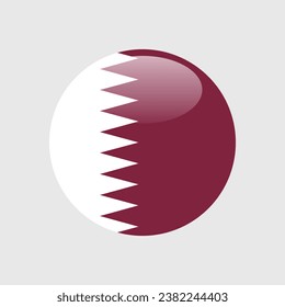 The flag of Qatar. Button flag icon. Standard color. Circle icon flag. 3d illustration. Computer illustration. Digital illustration. Vector illustration.