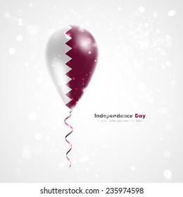 Flag of Qatar. Celebration and gifts. Ribbon in the colors are twisted under the balloon. Independence. Balloons on the feast of the national day. 