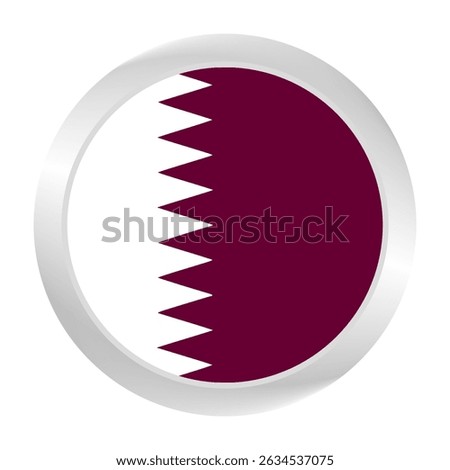 Flag of Qatar. Circle flag icon logo. Round flag. Flag icon. Standard color. Digital illustration. Vector illustration.	