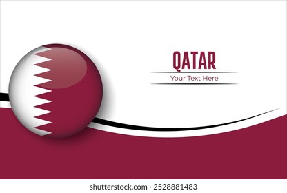 Bandera de Qatar Círculo aislado sobre fondo blanco con texto. Anuncio, Póster, Vector, Plantilla, Maqueta, Fondo, Redes Sociales, Publicación, 3D.