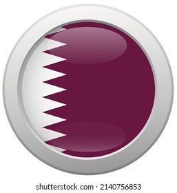 Flag of Qatar in a circle, national colors, vector illustration.