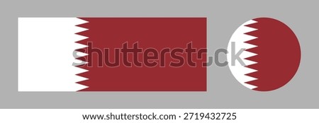 Flag of Qatar. Qatar flag circle, rectangle icons set. Round, rectangular banner, button Qatar flags.