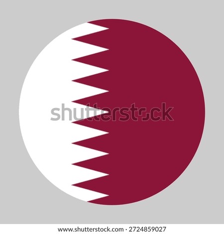Flag of Qatar in circular shape with accurate proportions and official colors