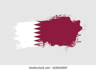 Flag of Qatar country with hand drawn brush stroke vector illustration