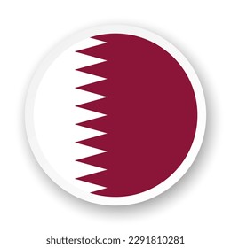 Flag of Qatar flat icon. Round vector element with shadow underneath. Best for mobile apps, UI and web design.