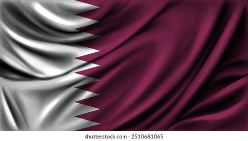 Bandeira do Qatar saltando de perto. Ilustração vetorial.