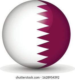 Flag of Qatar in the form of a ball isolated on white background.