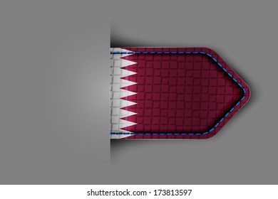 Flag of Qatar in the form of a glossy textured label or bookmark. Vector illustration.
