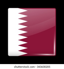 Flag of Qatar. Glassy Icon Square Shape. This is File from the Collection Flags of Asia