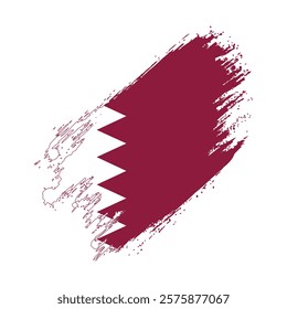 Flag of Qatar Grunge Brush Stroke Style Vector