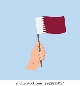 Flag of Qatar, Hand Holding flag