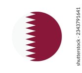 Flag of Qatar. Qatar flag icon. Standard color. Circle icon flag. 3d illustration. Computer illustration. Digital illustration. Vector illustration.