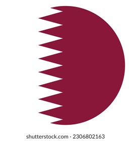 The flag of Qatar. Flag icon. Standard color. Round flag. Computer illustration. Digital illustration. Vector illustration.