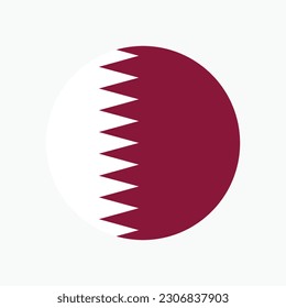 The flag of Qatar. Flag icon. Standard color. Round flag. Computer illustration. Digital illustration. Vector illustration.