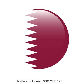 The flag of Qatar. Flag icon. Standard color. Round flag. 3d illustration. Computer illustration. Digital illustration. Vector illustration.