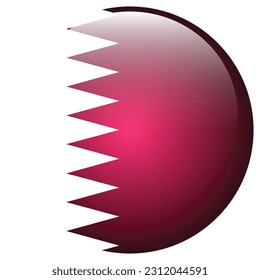 The flag of Qatar. Flag icon. Standard color. Round flag. 3d illustration. Computer illustration. Digital illustration. Vector illustration.