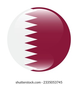 Flagge Katars. Flaggensymbol. Standardfarbe. Circle Icon Flag. 3D-Abbildung. Computergrafik. Digitale Illustration. Vektorgrafik.