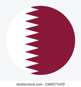 The flag of Qatar. Flag icon. Standard color. Circle icon flag. 3d illustration. Computer illustration. Digital illustration. Vector illustration.