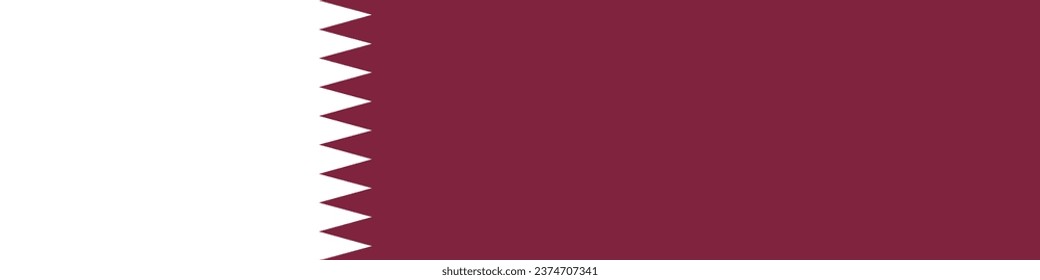 The flag of Qatar. Flag icon. Standard color. A long banner. Rectangle icon. Computer illustration. Digital illustration. Vector illustration.