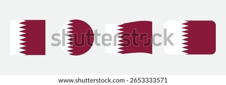 The flag of Qatar. Flag icon. Standard color. flat vector square with rounded corners. Computer illustration. Digital illustration. Vector illustration