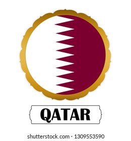 Flag of Qatar with name icon, Golden sticker with flag of the Thailand.vector 