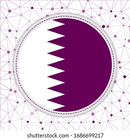 Flag of Qatar with network background. Qatar sign. Astonishing vector illustration.