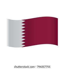 Flag of Qatar, officially the State of Qatar. Vector illustration of a stylized flag. The slit in the paper with shadows. Element for infographics.