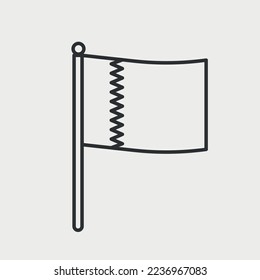 Flag Qatar on flagpole line icon. Vector illustration