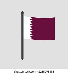 Flag Qatar on flagpole. Vector illustration