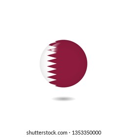 Flag of Qatar round 3d, Qatar flag template design. Vector Eps 10