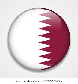 Flag of Qatar. Round glossy badge