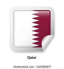 Flag of Qatar. Round glossy badge sticker