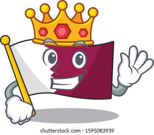 Flag qatar Scroll A stylized of King on cartoon character design