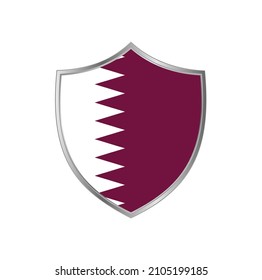 Flag of Qatar with silver shield frame