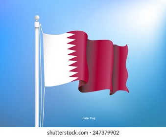 Flag of Qatar in the sky, vector illustration