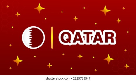 Flag of Qatar with stars and maroon background. World cup football theme.