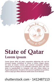 Flag of Qatar, State of Qatar. Template for award design, an official document with the flag of Qatar. Bright, colorful vector illustration for graphic and web design.