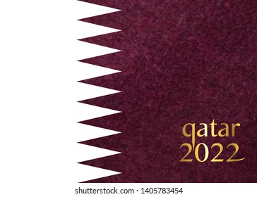 Flag of Qatar, vector abstract banner for QATAR 2022 World Cup template concept background. Golden text