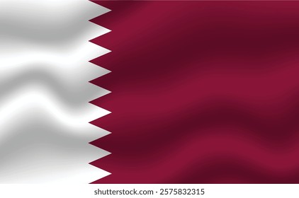 Flag of Qatar. Waving Qatar national flag. Vector illustration. 