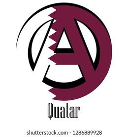 Flag of Qatar of the world in the form of a sign of anarchy, which stands for freedom and equality of people.