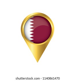 Flag of Qatar.symbol check in Qatar, golden map pointer with the national flag of Qatar in the button. vector illustration.