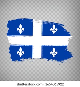 Flag of Quebec brush strokes. Flag  Quebec Province of Canada on transparent background for your web site design, logo, app, UI. Canada. Stock vector.  EPS10.