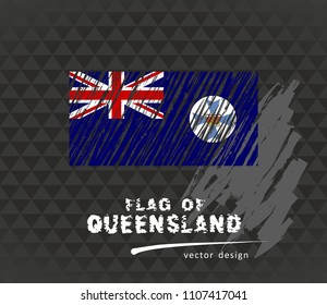 Flag of Queensland, vector pen illustration on black background