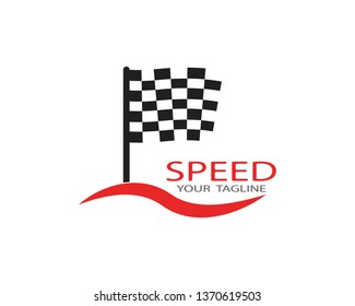 Flag race logo vector illustration