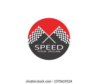 Flag race logo vector illustration