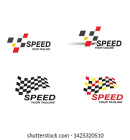 Flag race logo vector illustration