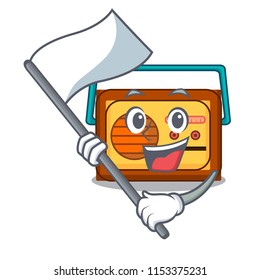 With flag radio mascot cartoon style