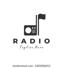 flag radio vector illustration logo design